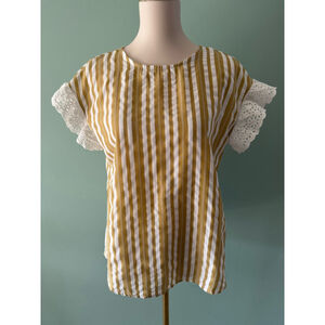 Women's Ces Femme Striped Blouse Size S Gold White